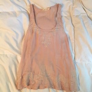 Pink embroidered tank top